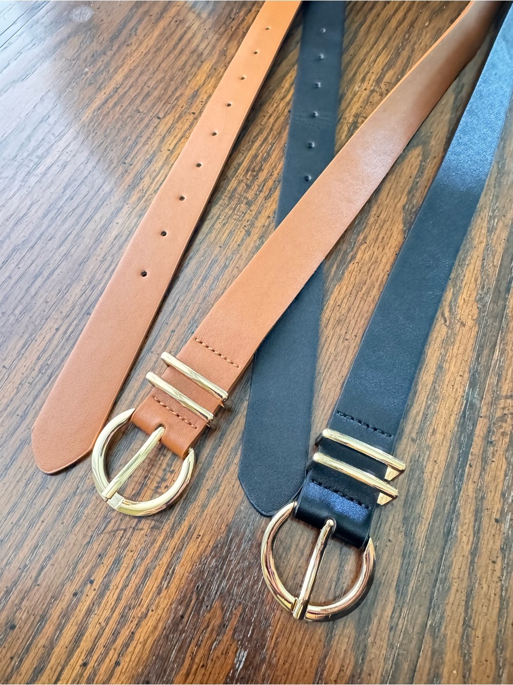 Black and Brown Leather Belts with Gold Buckle - Picture 5 of 5